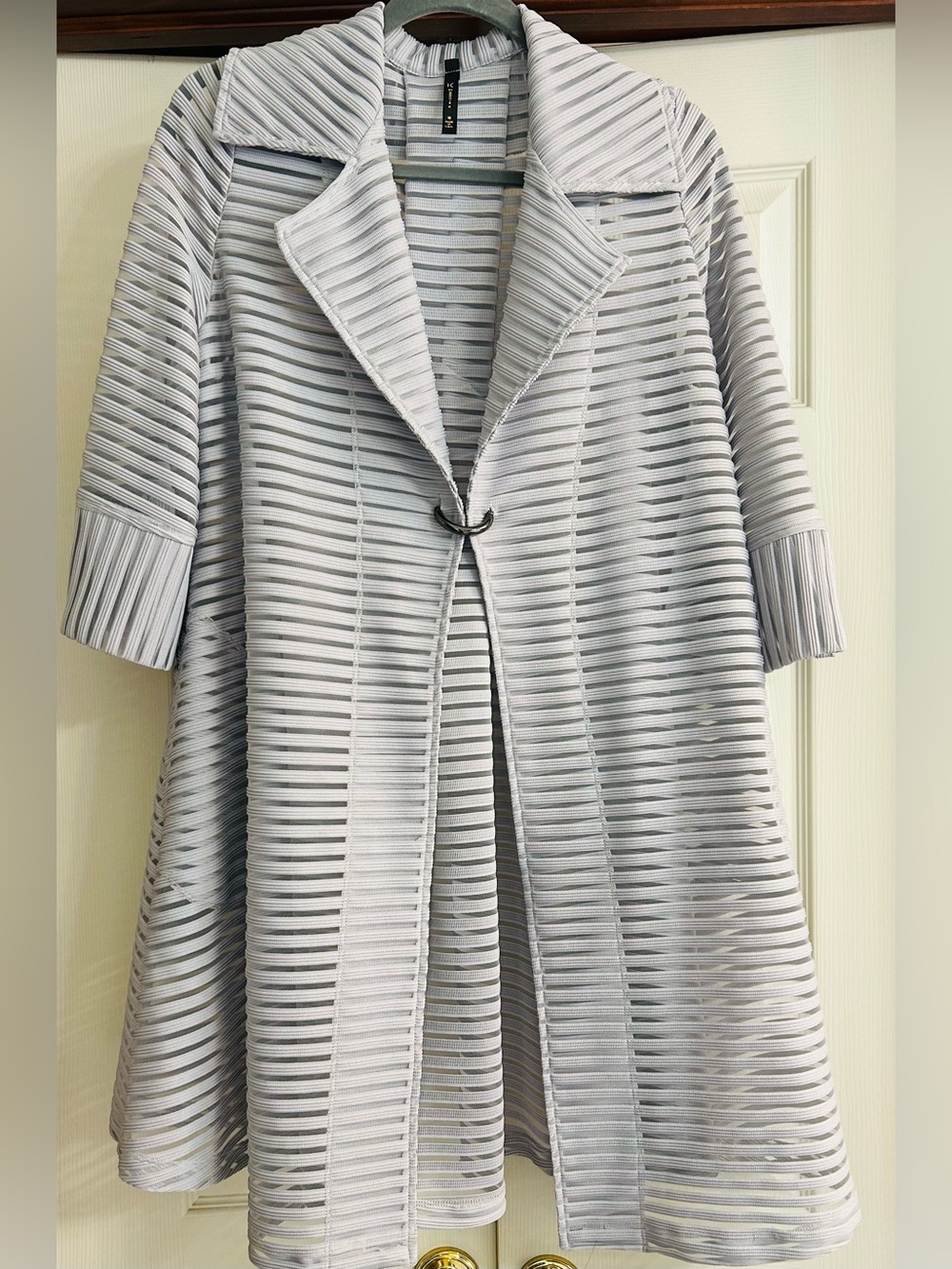IC Connie K Openwork D-Ring Swing Jacket  in Light Gray. New Without Tags